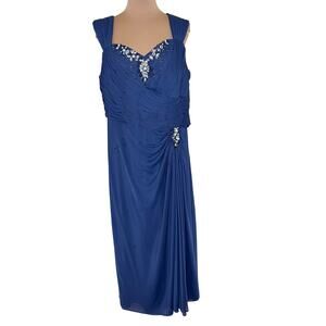 Xscape by Joanna Chen Formal Gown 18W Blue Rhinestone Evening Special Occasion